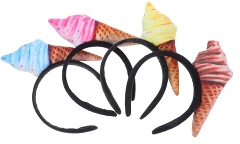 Healvian 4pezzi Fascette per Capelli Forma di Gelato in Tessuto Accessori per Capelli per Feste Estive e Compleanni per Donne