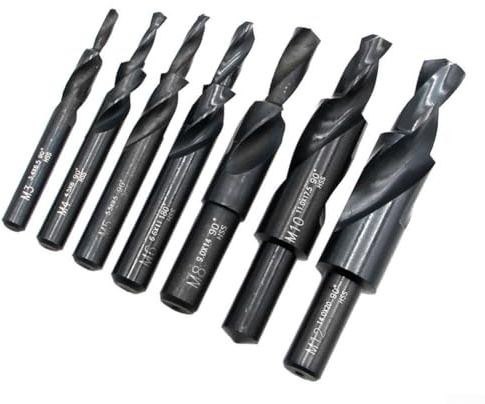 Foret étagé hélicoïdal robuste en acier rapide avec des angles de 90/180 degrés pour un traitement précis du métal (M8 x 180 degrés)