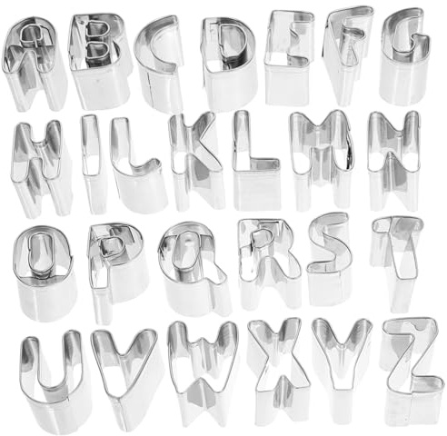 DECORNIJIA Molde Cortador Galletas Acero Inoxidable Letras para Fondant Repostería Bizcochos Pastelería DIY con Caja Almacenamiento Resistente y Seguro