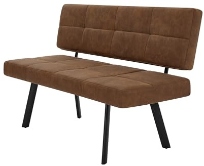 Bekrvio PU Leather Esszimmerbank,140cm sitzbank Flur-Moderne sitzbank esszimmer im Industriestil,küchenbank mit stabilen Metallbeinen,10cm Dicke polsterbank, essbank mit rückenlehne Küche/Flur