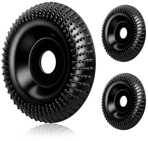Angle Grinder Wood Carving Disc 115mm, 3Pcs Wood Grinding Wheel, Angle Grinders Shaping Discs Grinder Attachments with 22.23mm Arbor for Sanding, Cutting, Sculpting, Shaping, Polishing