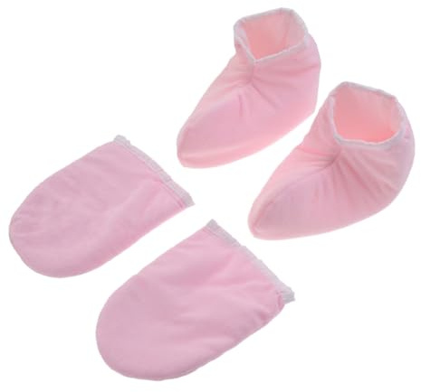 LIFKOME 2 Paare Paraffinwachs Handschuhe und Fußwärmer Wärmetherapie Baumwollhandschuhe mit Druckknopfverschluss Waschbare Paraffinbad Behandlungshandschuhe für Hand Fußpflege