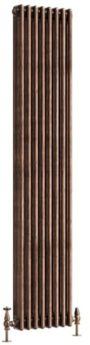 Go Bathrooms Traditional 3 Column Radiator 1800x380mm Copper | Cast iron style tall vertical radiator for central heating. Features 3 column panels with an antique copper finish.