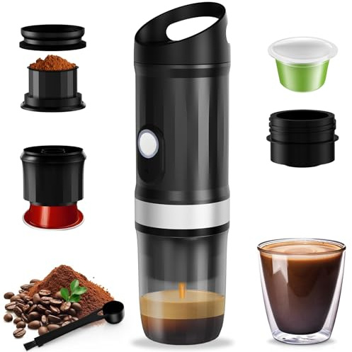 Windancy Portable Espresso Coffee Machine, Camping Coffee Maker with USB-C, 3 in 1 Car Coffee Maker Self-Heating, Travel Espresso Maker for Camping, Office, Home, RV