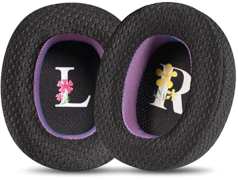 INF INF​ Ersatz-Ohrpolster kompatibel mit JBL E65BTNC, Live 650BTNC, 660BTNC, Duet NC Kopfhörer, Schwarz Lila, Stoff, 2er-Pack