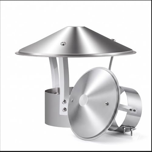 Copertura Per Camino Comignolo Antipioggia Cappuccio Acciaio Inox Tetto Sfiato Aria Canna Fumaria Scarico Fumi Stufa Legna Caldaia Cappello Esterno Resistente Alle Intemperie(150mm)