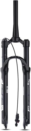 CuNtoHHH Forcella MTB per Bici da 26/27,5/29 Pollici, Sospensione ad Aria, Escursione 100 mm, Anteriore Conico da 1-1/2, Blocco Manuale/remoto, Freno a Disco, QR da 9 mm per XC/AM (Colore: Nero, Tele