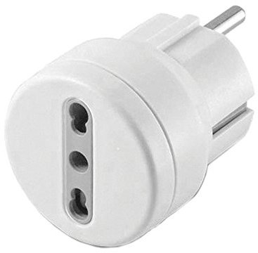 Electraline 71047 - Adaptador De Enchufe Italiano 10 / 16A, Enchufe Schuko, White, color: blanco