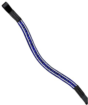 Pferde-Stirnband von Equipride - Schön, funkelnd, mit Strass-Steinen, Kurvenform, Farbe: Königsblau, Black Leather, Pony ( 14 )