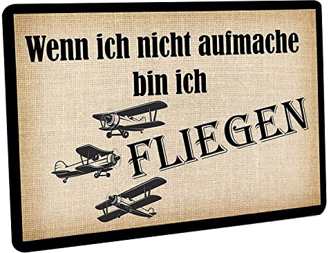 Crealuxe Fussmatte - Wenn ich Nicht aufmache Bin ich Fliegen - 60x40 cm - Gummi Rückseite/rutschfest - Filzoberfläche - Bedruckte Türmatte - Innenmatte - Schmutzmatte