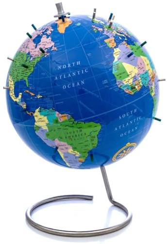 Magnetic World Globe, 10 Magnetic Standing Sphere for Office Desk or Classroom, Perfect Geography Globe with Stand for Home Decoration and Education - Bullseye Office (Blue)