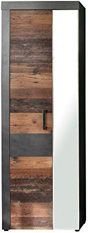 trendteam smart living - Indy - Garderobenschrank - Graphit Grau/Alteiche - Kleiderschrank mit 5 Einlegeböden - (BxHxT) 65 x 192 x 34 cm - ausziehbare Kleiderstange