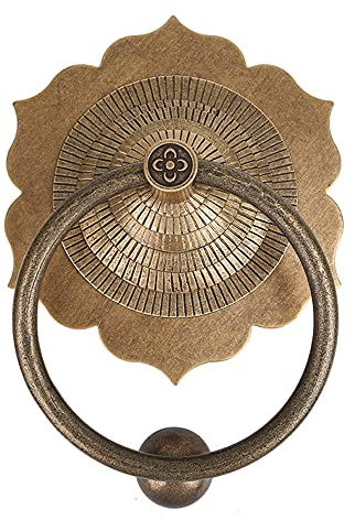 DMDUYUFNG Türklopfer, Antik Metall Messing Türschnalle Vintage Dekorative Poliertes Torklopfer Türzubehör Landhausstil Ideal Für Bauernhaus Haustür Glastür,B-12.8×9.5cm