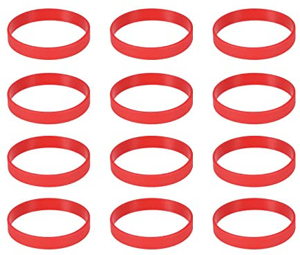 sourcing map Bracelets Wristbands 1/2 Inch Width for Sports Club, Group Games, Party Favors Fashion Party Sports Accessories, Plain Solid Color Wristbands, Red Pack of 12