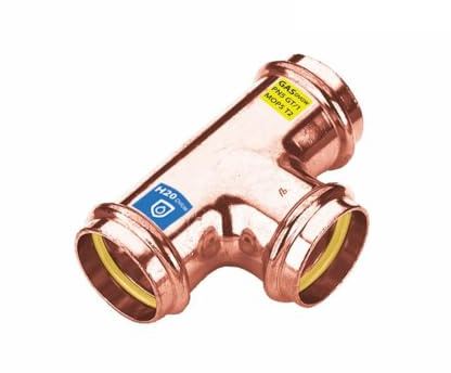 Sanpro Pressfitting Kupfer T-Stück gleiche Abgänge, Größe V 18 (Kupfer Gas Wasser Trinkwasser Heizung Sanitär Fittings Fitting Kupferleitung)
