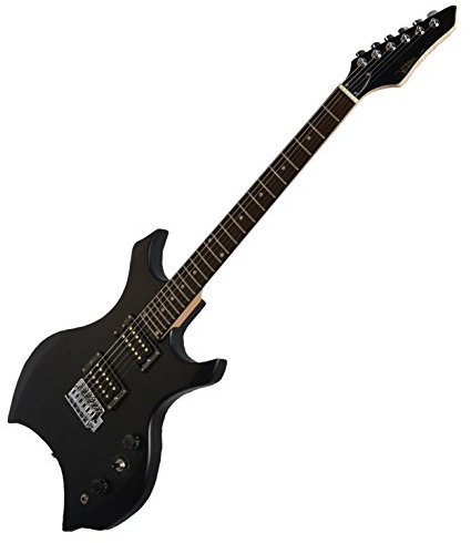 ELEKTROGITARRE - MATT-SCHWARZ - E-GITARRE MIT MASSIVHOLZKÖRPER - HEAVY METAL + KABEL XE600BM