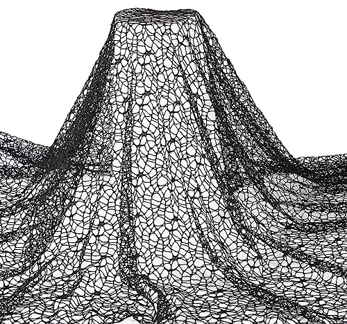 FINGERINSPIRE 0.9x1.6 m Schwarzer Spinnennetzstoff Halloween Stoff Spinnennetz Polyester Dekorativer Stoff Bekleidungszubehör Für Polster Tischdecken Halloween Geburtstag Party Kleidung Dekoration