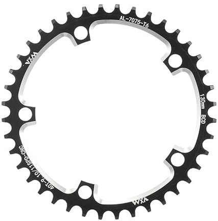 KTKEET 110/130BCD Kettenblatt 36/38/40/42/44/46/48/50/52/54/56/58/60T rundes schmales breites Kettenblatt 5 Bolzen Fahrrad Kettenrad für 8-12-Gang Rennrad Klappfahrrad (schwarz, 130BCD 38T)