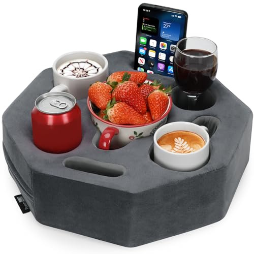 Couch-Becherhalter, Kissen, Sofa-Becherhalter, Couch-Getränkehalter, achteckig, Couch-Caddy mit Getränkehalter für Kaffeetasse, Telefon, Fernbedienung, Couch-Getränkehalter für Bett, Auto, Sofa,