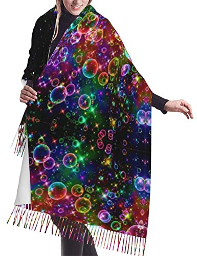 SJOAOAA Schal mit bunten Regenbogen-Sternen, Kaschmir-Fransen, Unisex, für Damen und Herren, Winterschal, Bandana, Halswickel, Bunte Regenbogen-Sta, One size