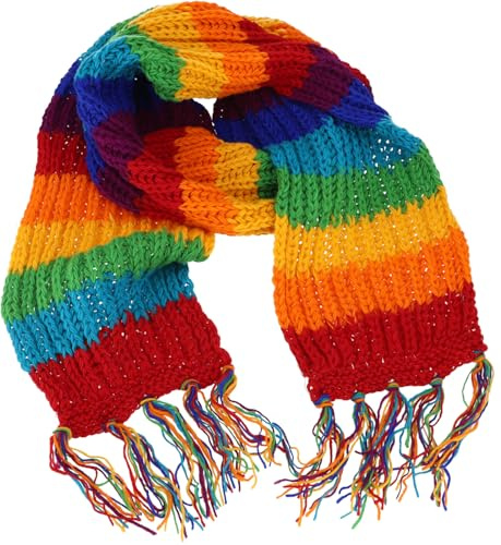 GURU SHOP Handgestrickter Schal aus Schurwolle, bunter Wollschal | Unisex, 100% Wolle, handgefertigt, warmhaltend, einzigartig, ideal für Winteroutfits