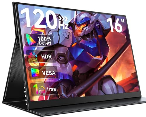 UPERFECT 3K OLED 120Hz 16 Zoll Portable Monitor 100000:1 500 Nits 2880*1800 DCI-P3 1ms Ansprechzeit 16:10 Bildschirm Mini HDMI USB C für PC Laptop Handy Spielkonsolen, Metallgehäuse, VESA-kompatibel