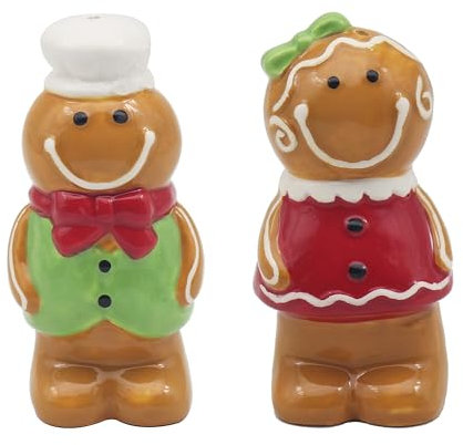 Lesser & Pavey British Designed Salt and Pepper Sets | Salt and Pepper Shaker for All Type of Kitchens | Salt Shaker & Pepper Shaker Perfect for Home or Businesses - Christmas Gingerbread