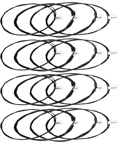 RAUYIVANY Ukulele Strings 4 Sets, 16 Strings, Black Nylon, Light Gauge, Uncoated, Soprano/Concert/Tenor Ukulele Replacement Part