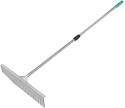 Râteaux Niveleur De Sable en Acier Inoxydable, Râteau d'entretien À 28 Dents avec Poignée Amovible Et Antidérapante, Râteau À Sable pour Plage Ecole Cour De Récréation Gymnase Parc