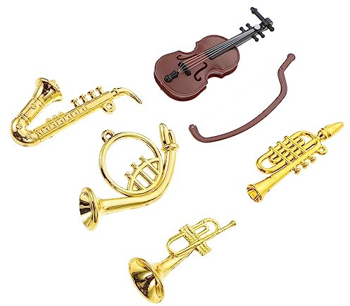 FELTECHELECTR 1satz Mini Violin Ornament Teiliges Miniatur Musikinstrument Für Dekoration Violine Saxophon Trompete Und Details Für Miniaturszenen