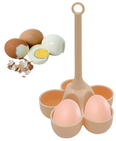 Cuociuova in silicone – Porta uova a 5 griglie con manico anti-scottatura | Accessori durevoli per cucinare, pungere, cuocere a vapore, per uova perfette e cucinare facilmente