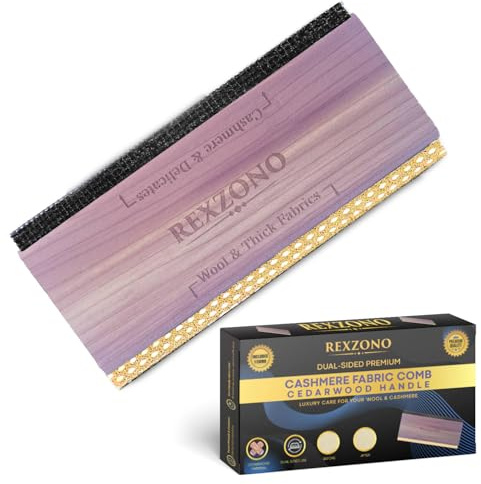 Rexzono Cedar Wood Cashmere Comb, Wooden Fabric Shaver, Portable Depiller Tool for Sweaters, Wool, Knits, Scarves, and Clothing, Removes Fuzz, Bobbles, and Pills