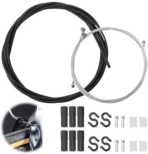 UOCAI Cable de Freno para Bicicleta, Incluye Cables Interiores de Acero Inoxidable para Freno Delantero y Trasero de Bicicleta, Tapas Finales de Cuerda de Freno de Mano, Tubo