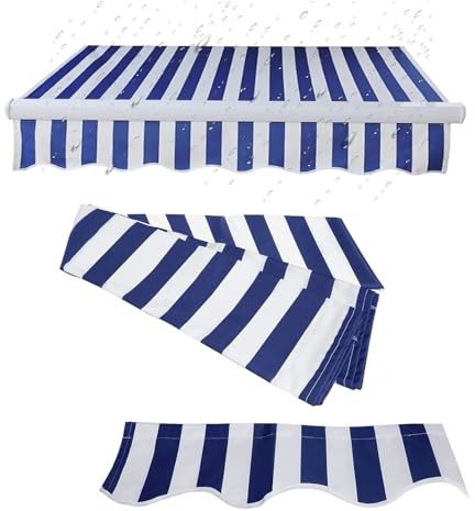 Retractable Patio Awning Replacement Fabric (Fabric Only), Patio Awning Fabric Replacement, Water-Resistant Polyester Replacement Canvas for Awnings, Deck, Balcony, Yard, Durable Polyester(Blue,2.5x1.