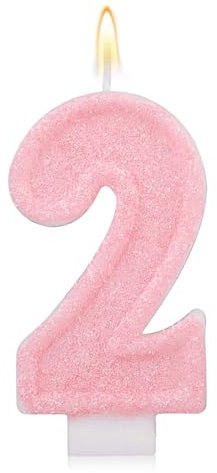 Velas de Cumpleaños con Números Rosas, Decoración Romántica para Tarta Aniversario Bonitas Velas Números Rosas Suministros para Fiestas Cumpleaños Bodas y Celebraciones de Aniversario (2)