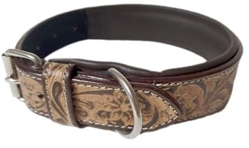 JF-Reitsport Leder Hundehalsband im Western-Design, Handgefertigt Trend Robust Breit (L 14-19 Inches)