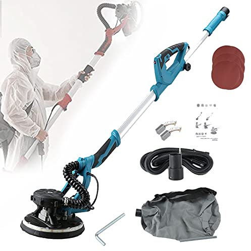 DDZJTPP Wandschleifer und Deckenschleifer 1800W mit Zubehör - Trockenbauschleifer, Giraffenschleifer - Teleskopfunktion - LED-Arbeitsleuchte, Absaugeschlauch und Schleifscheiben