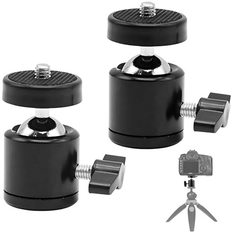 2 Pièces Rotule Photo,Rotule,Pivotante 360° Rotule De Suspension, 1/4 Rotule pour Trépied Ball Head Mount, Mini Trépied Tête Sphérique en Métal,pour Appareils Photo, DSLR, Monopod, Tripod Etc