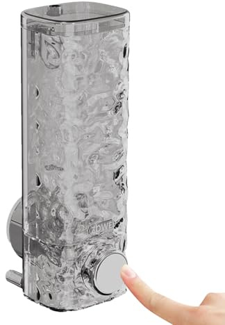 Dispenser di sapone da doccia con montaggio a parete, dispenser di sapone a ventosa, dispenser per sapone da 450 ml, dispenser per sapone per lavello da cucina con finestra trasparente visibile per