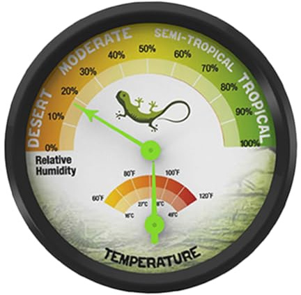 VILLFUL Termometro e Igrometro per Rettili Strumento Della Temperatura e Umidità Facile da Installare Batteria Per Terrari e Incubatrici Display e Materiali