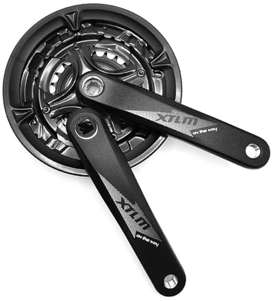 kefeimumu Mountain Bike Crankset - Square Hole 42T/48T Aluminum Chainring Set with Crank Arm & Chain Guard, Compatible for MTB, Road Bike, and Commuter Bicycles (42T)