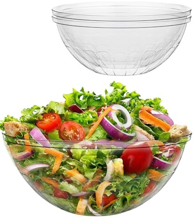 Goodluck 2 Pack Clear Plastic Bowls,4261ml/150oz Reusable Salad Bowls,11.6 Plastic Serving Bowl for Crisps, Candy & Snacks, Stackable Buffet Containers for Weddings, Party & Events