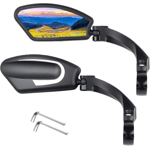Bike Mirror Handlebar, 2 PCS Cycle Mirrors for Bike Handlebars, Bicycle Mirror Left and right 360 Degree Rotatable Sides Suitable for Bicycles, Mountain Bikes, Scooters, Motorcycle Handlebars