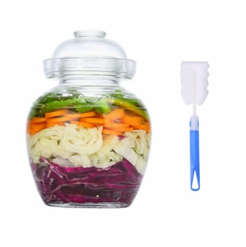 Shuodaton Glass Pickle Jar 2.5L Fermentation Jar Crock, Traditional Canning Jar Kimchi Containers with Water Seal Airlock Lid for Fermenting Pickles, Wine Brewing, Sauerkraut and Vegetables