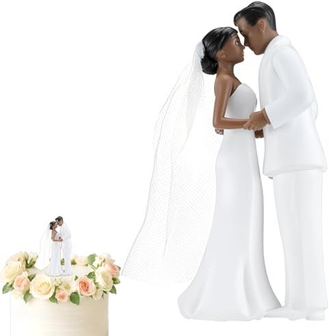 Remerry 4.5 Wedding Bride and Groom Cake Topper Vintage Elegant Wedding Cake Topper Couple Figurine Novios Para Pastel for Engagement Romantic Funny Couple Statue Anniversary (Romantic Era,Black)
