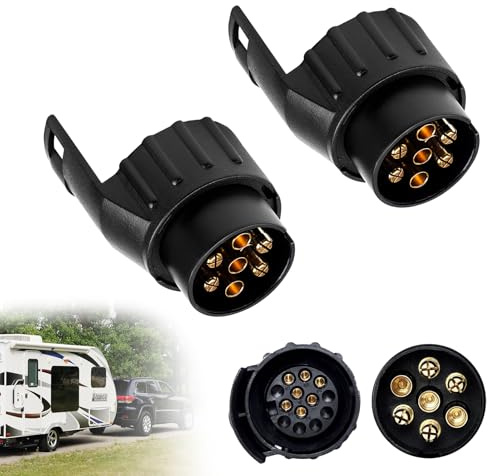 afhgdjr 2 Pcs Adaptateur Prise Remorque Attelage 7 Broches vers 13 Broches,Connecteur Convertisseur Prise Remorque Étanche 12V, pour Caravane Camion RV Voitures Bateau