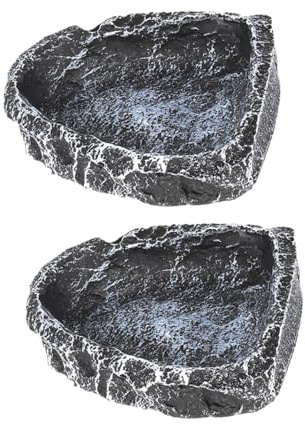 Gcljlmy Lot de 2 bols à nourriture pour reptiles - Décoration de terrarium - Petits bols alimentaires pour grenouille, caméléon, gecko, amphibien (rectangulaire)