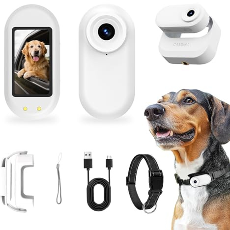 RUMUCF Mini Bodycam Kamera in Daumengröße, Kamera-Halsband für Haustiere | 1080P HD, Kabellose magnetische Ladestation, Bewegungserkennung, 1,47-Zoll-Display, kompakte POV-Kamera für Hunde & Katzen