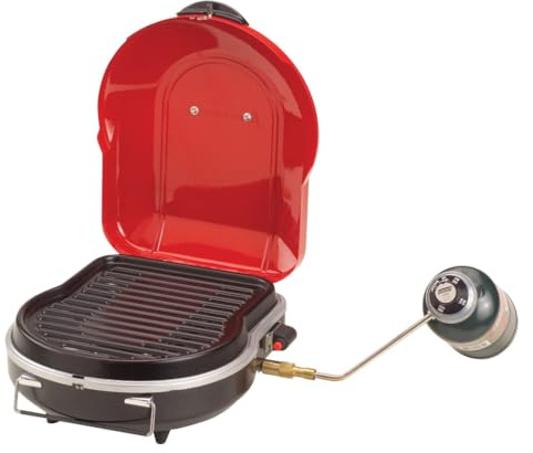 Coleman Fold ‘N Go 6,000 BTU Portable Propane Grill, Lightweight Gas Grill with Push-Button Starter & Adjustable Horseshoe Burner, Great for Camping, Tailgating, Grilling, BBQ