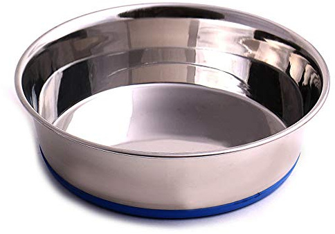 Max and Neo Heavyweight Non-Skid Rubber Bottom Stainless Steel Dog Bowl - We Donate to Rescue for Every Sale (Small - 32oz - 6.5 Diameter)